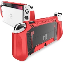Cover Nintendo Switch OLED (rojo, negro y transparente)
